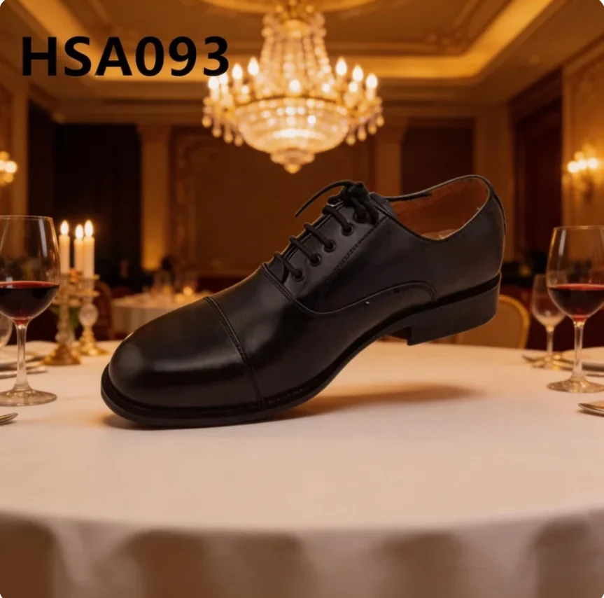 ZYF,party-wear Full Grain Leather Anti-odor Black Uniform Shoes Refined Look Double Joints Design Casual Derby Shoes HSA093