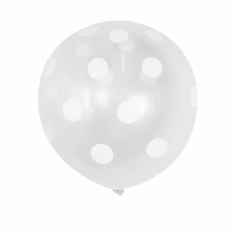 12 Clear and White Polka Dot Balloons!