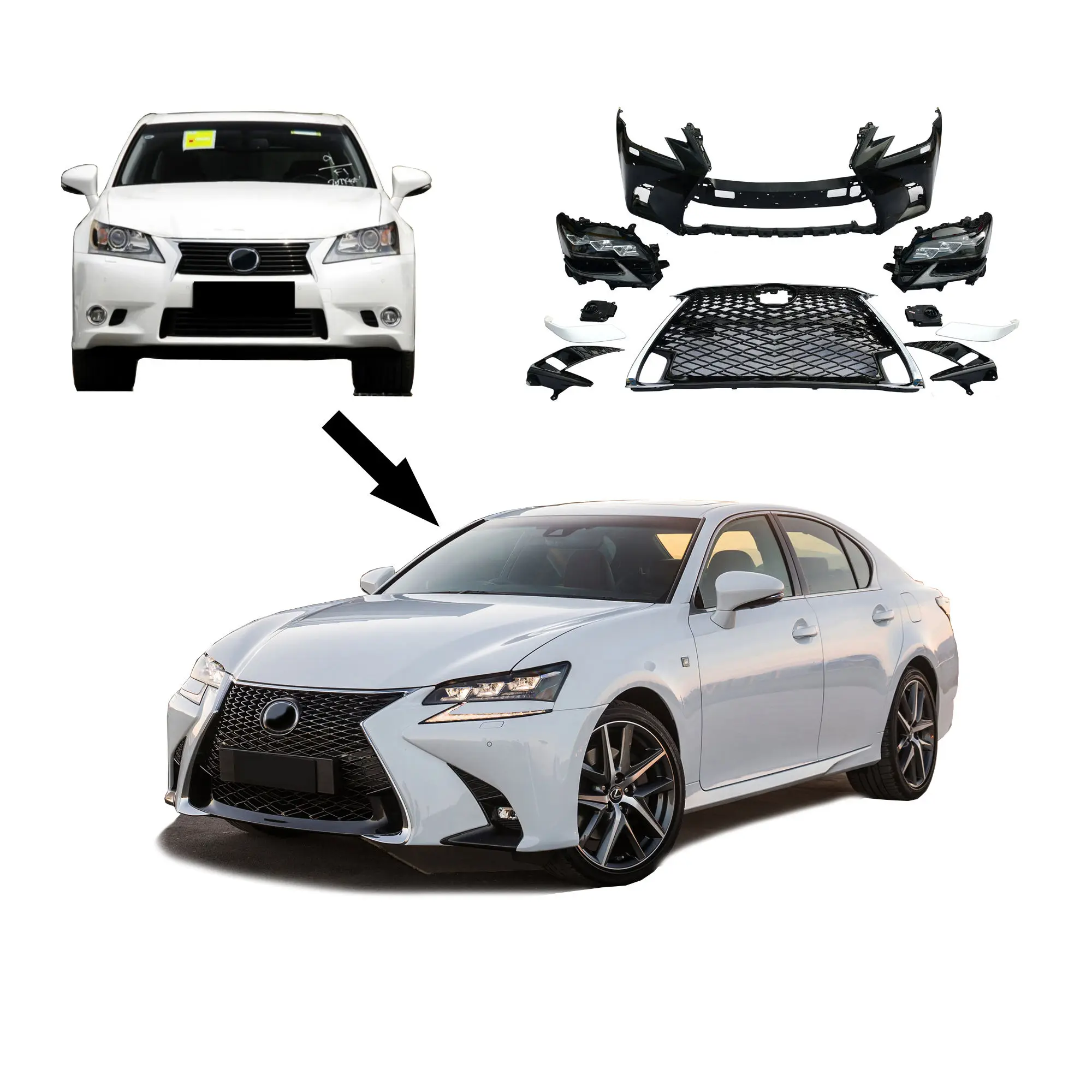 For Lexus GS Bumper 2012-2018 GS200 Gs250 Gs300 GS350 Upgrade Kit Exterior Parts Headlight