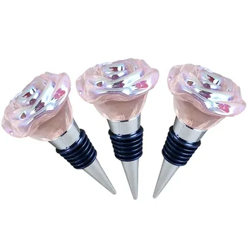 Romantic Wedding Decorative Bottle Stoppers and Champagne Saver Sealer Crystal Rose Wine Stopper for Girls Part Decorations