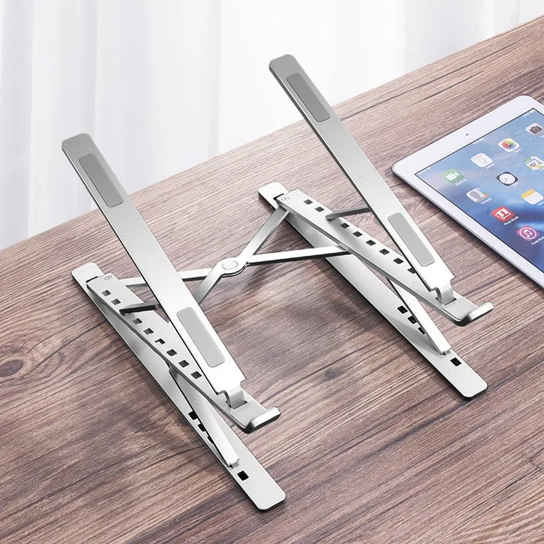 Double 7-Level Adjustable Portable Aluminum Laptop Stand Suitable for Laptops and Tablets Ranging From 10 Inches to 17 Inches.