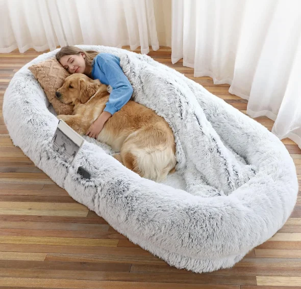 Manufacture 160cm Non-Slip Washable Long Plush Giant Fluffy Pet Bed For Cat Dog For Pet Animals
