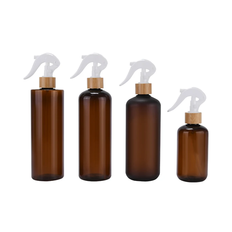 30ml 60ml 100ml 250ml 300ml 500ml Black White Trigger Spray Bottle Straw Bottle with Bamboo Trigger Pump Spray Cap