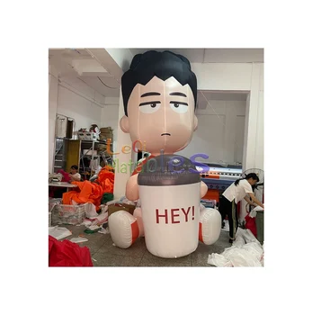 3m boy with a cup of drink inflatable cartoon coffee shop advertising inflatable boy with a drink cartoon model for promotion