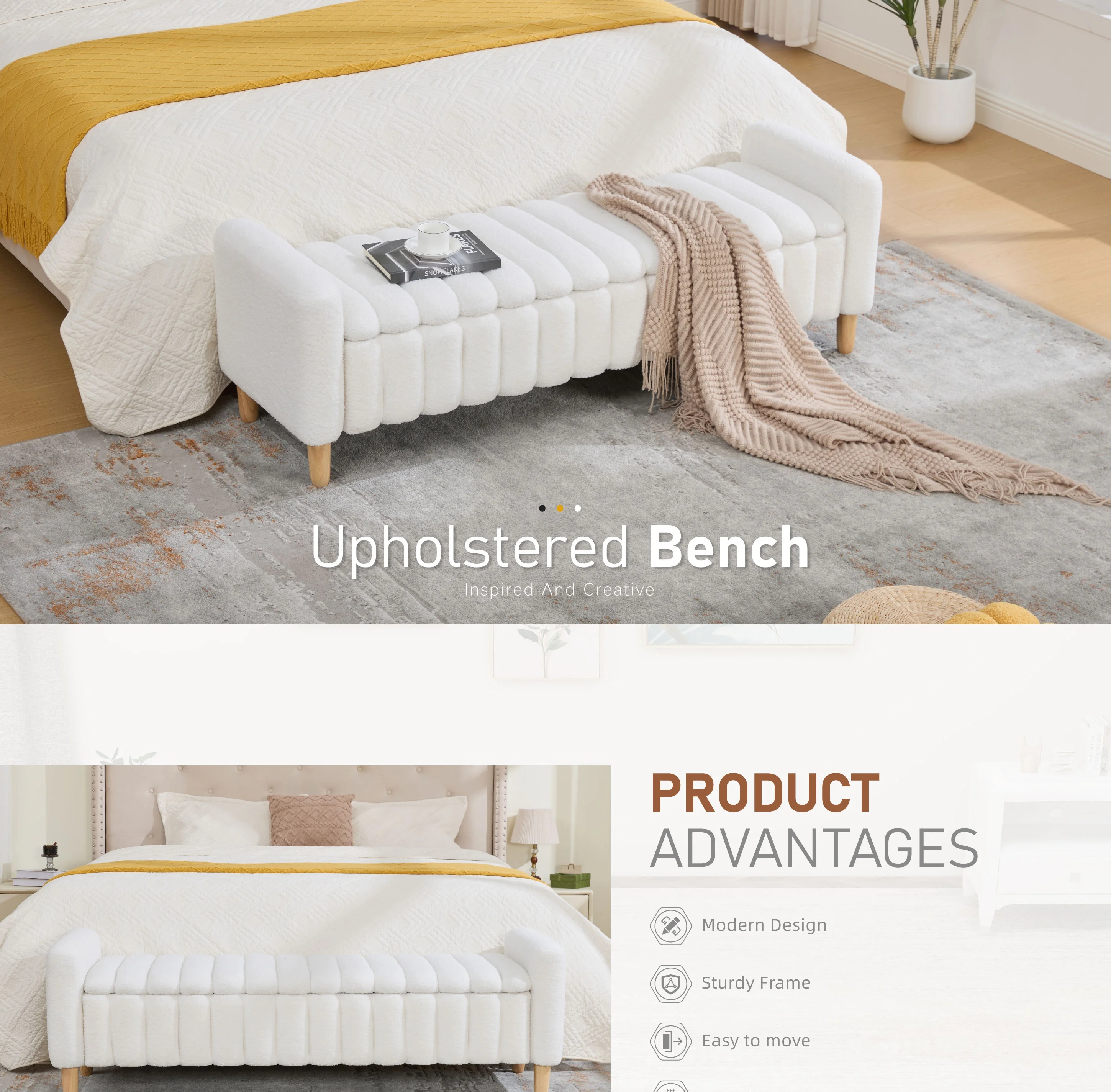 Elvarenae Ondelle Wave Storage Bench — product detail