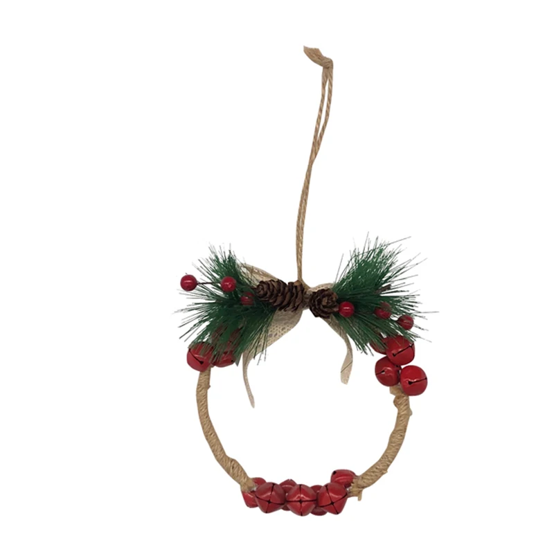 christmas bell pendant red and white bell pine needles pine