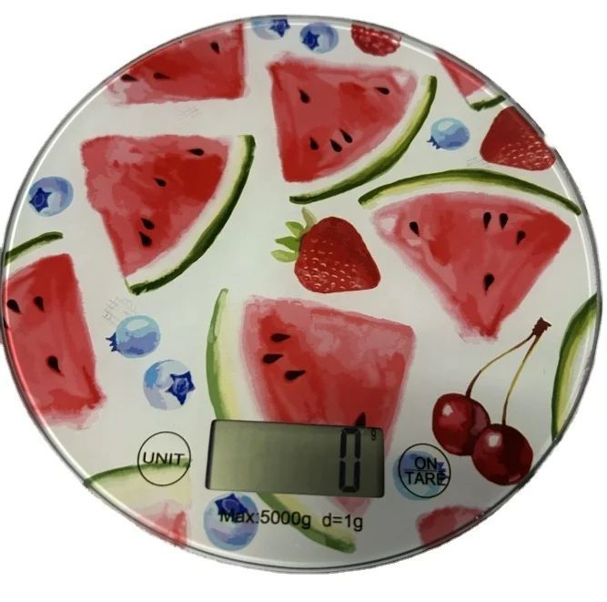 Pattern Silkscreen Printing Customized Mini Cute Shape Tempered Glass Platform 5000 Grams Digital Weighing Scale