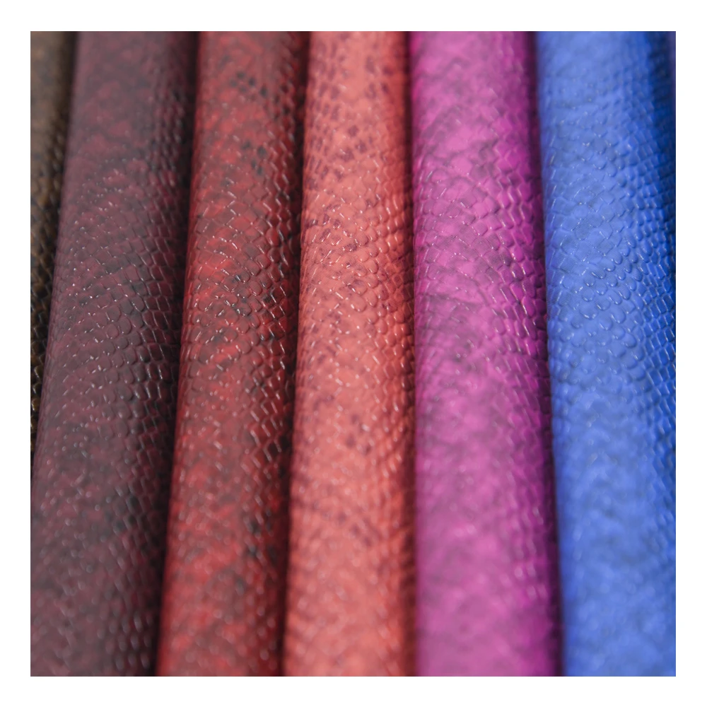 Embossed Snake Skin Vinyl Printed Vegan Leather Fabric Waterproof PU Material for Upholstery New Snake Leather Bag and Shoe