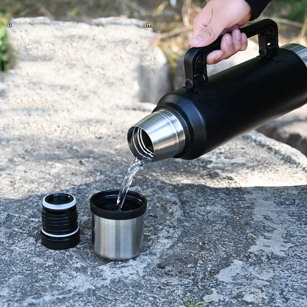 Giant Vacuum Flask Litre Personalized New Hot/cold Matte Thermos Bottle  with Handle and Cup