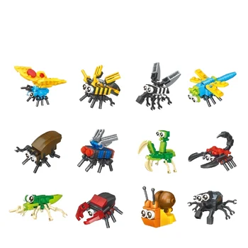 12PCS Fun Insect Building Blocks, Insect Series Splicing Toys, Building Block Education Hands-on Collaboration, and Gifts
