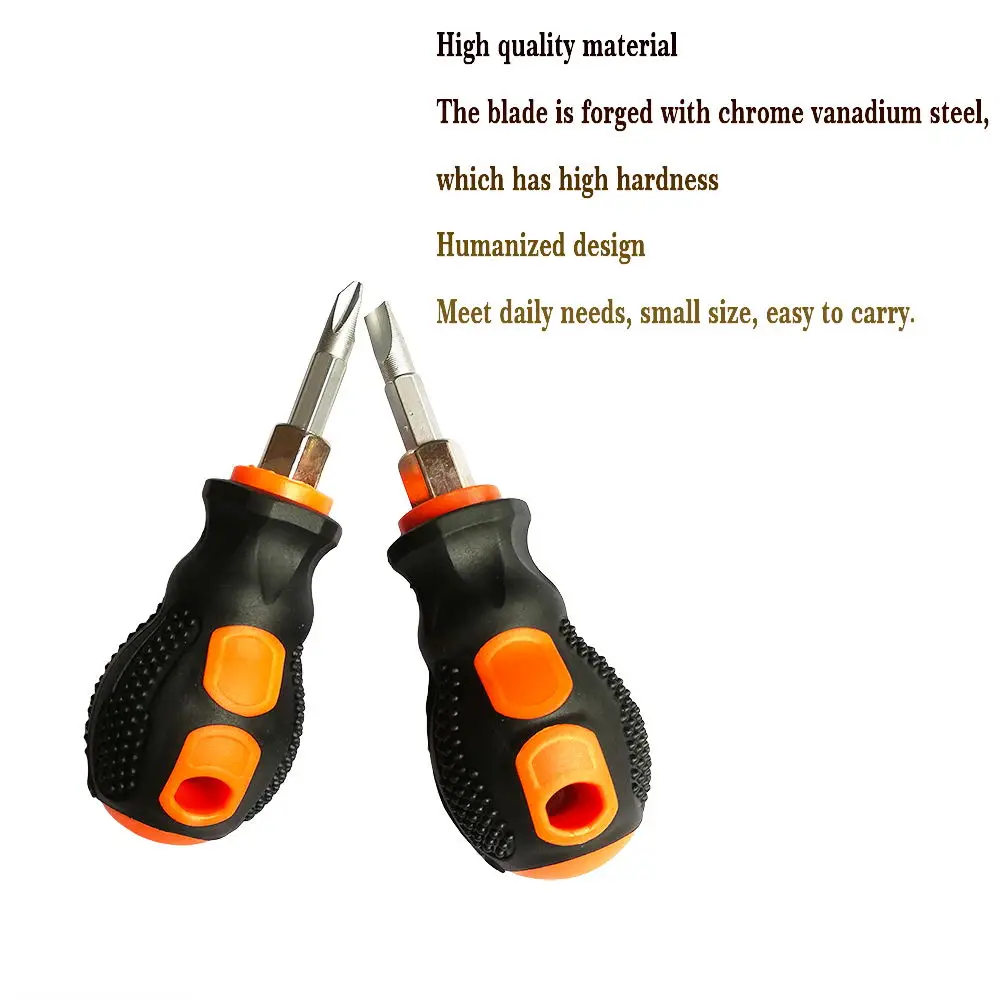 Mini Dual-use Screwdriver Short Handle Screwdriver Small  Phillips & Flat Stubby Screwdrivers Repair Tools