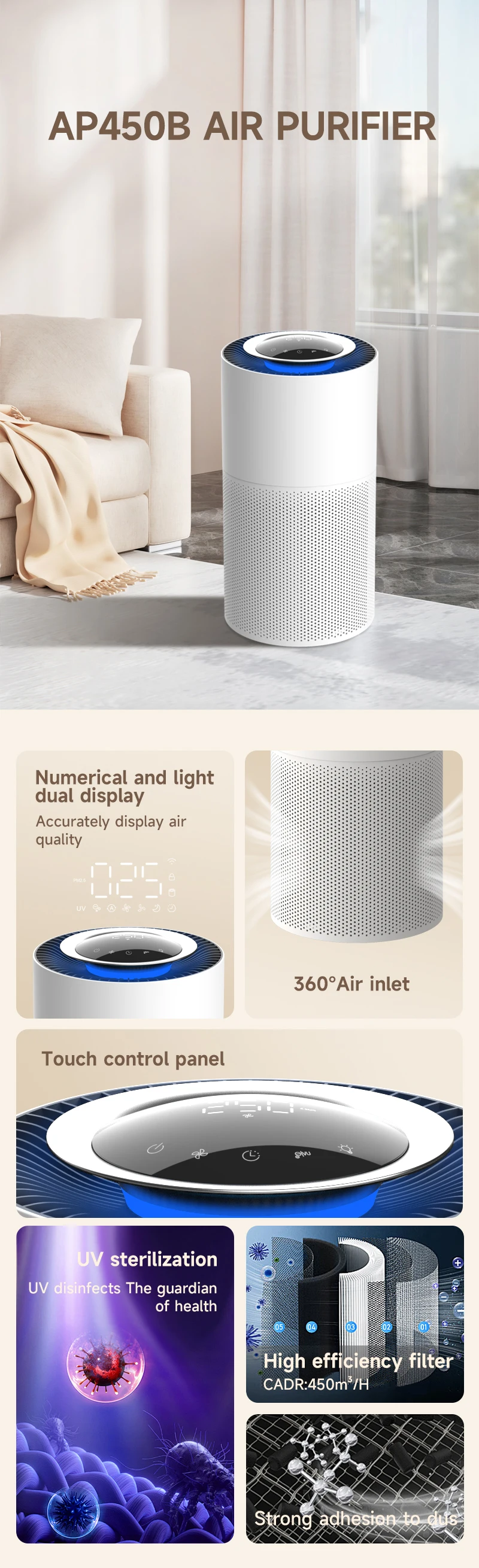 Air Purifier, CADR, 450m3/h, HEPA - detail 6