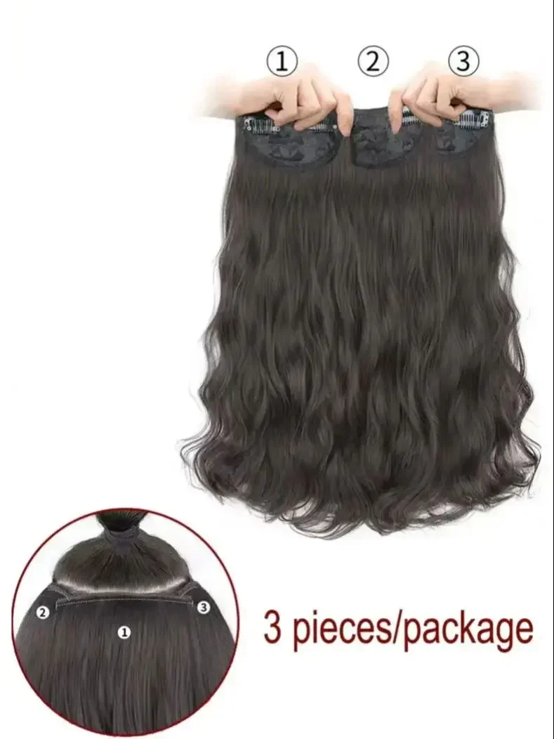 20 Zoll natürliche Welle synthetische Clip in Haarverlängerung 3 Stück BB Clip Haarteil_voghion.com