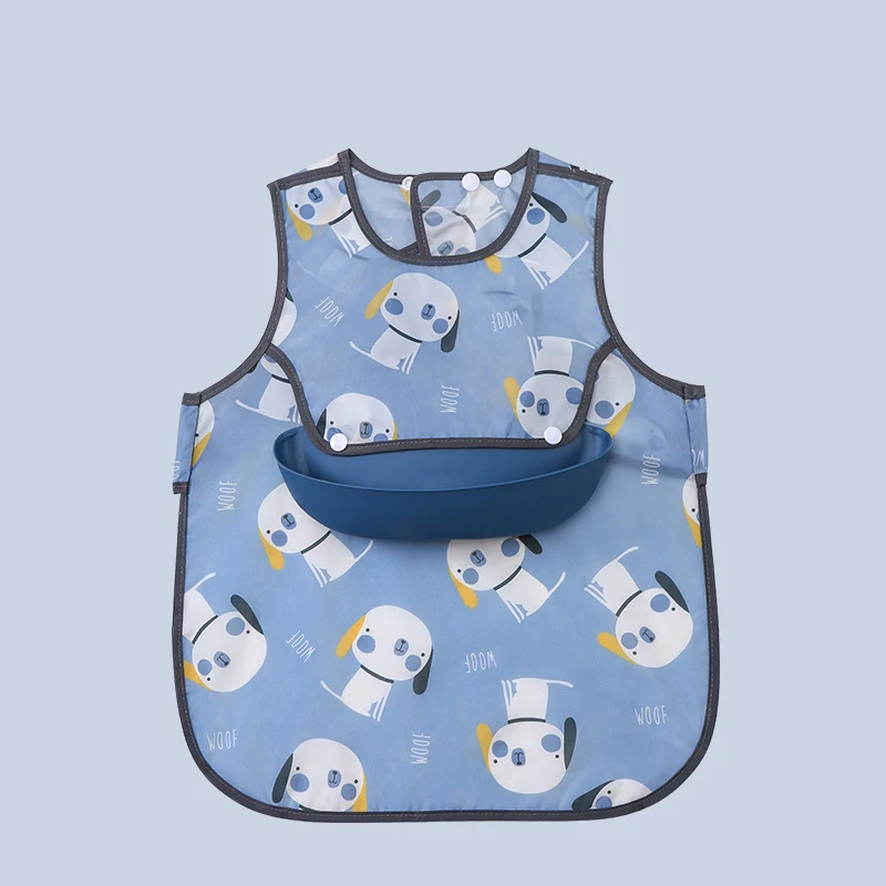 Waterproof detachable Baby Bibs Infant Toddler  Feeding Bib With Food Catcher Easy Clean & Washable Baby Art smock manufacture