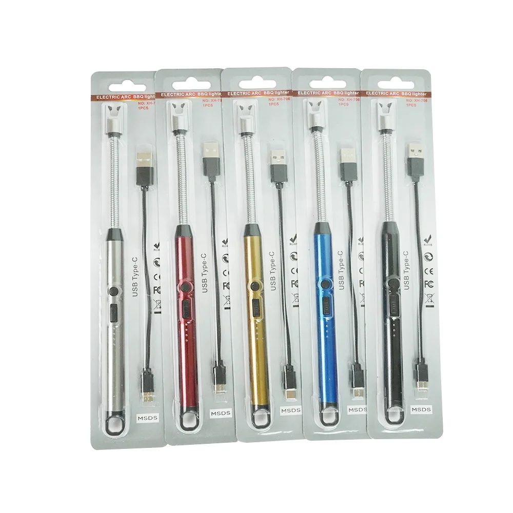 Wholesale Windproof 360 Degree Free Rotation BBQ Lighter USB Rechargeable Electric Arc Lighter for Candle Kitchen