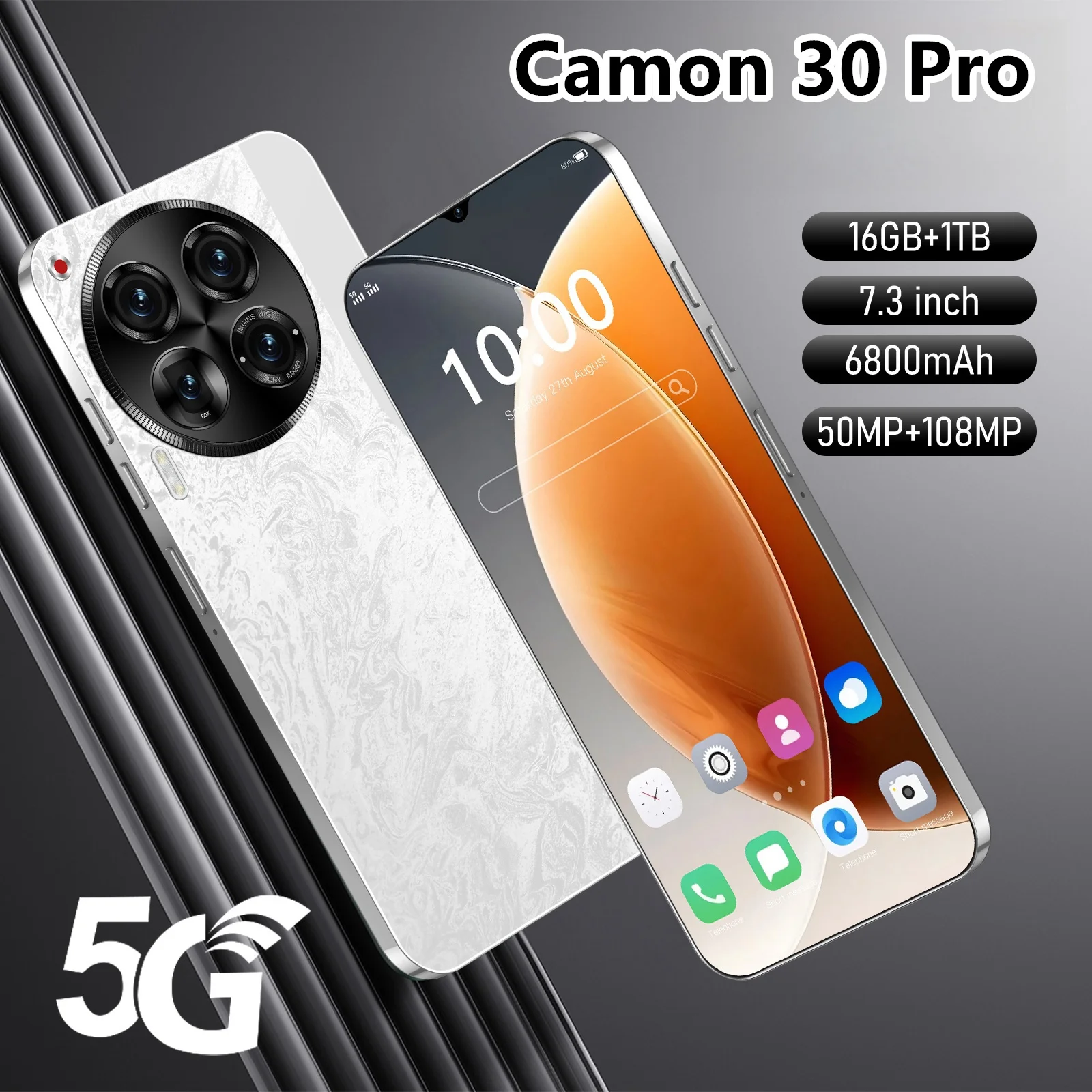 Free Shipping Newly Launch Grade  128GB 256GB 512GB 16GB +1TB Mobile Phone for Original Camon 30 Pro