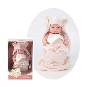 ITTL 10 Inch Newborn Soft Silicone Baby Doll Toy Model Fashionable Mini Vinyl Doll with Sleep Style Battery Operated