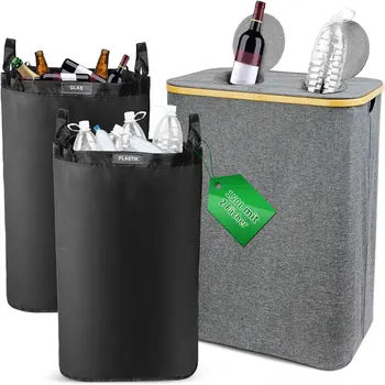 150L  Returnable  bottle bin folding  with 2 compartments and 2 holes on the top  lid