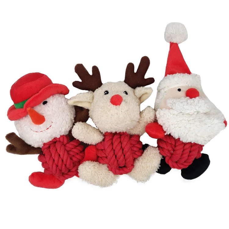 High Quality Christmas Dog Toys Plush Rope Dog Toy Interactive