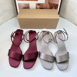 QuiteS 2026 New Style Low-Heeled Chunk Heel One-Button Exposed Toes and Fish Mouth Sandals Luxury Sexy Shoes for Women