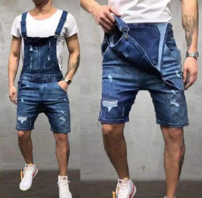 Wholesale Summer Hip Hop Denim High Waist Full Length Trousers Jeans Jumpsuit Overall For Men
