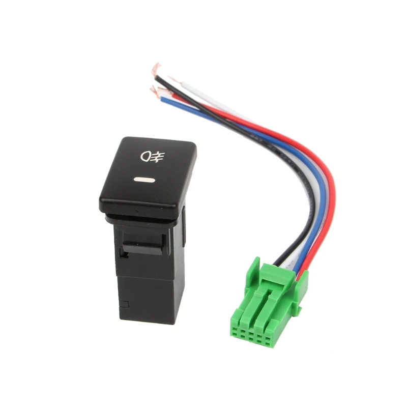 Rear Fog Light Push Switch 4 Wire Button for Car Accessories Fog Light Switch DC12V Yellow/Green