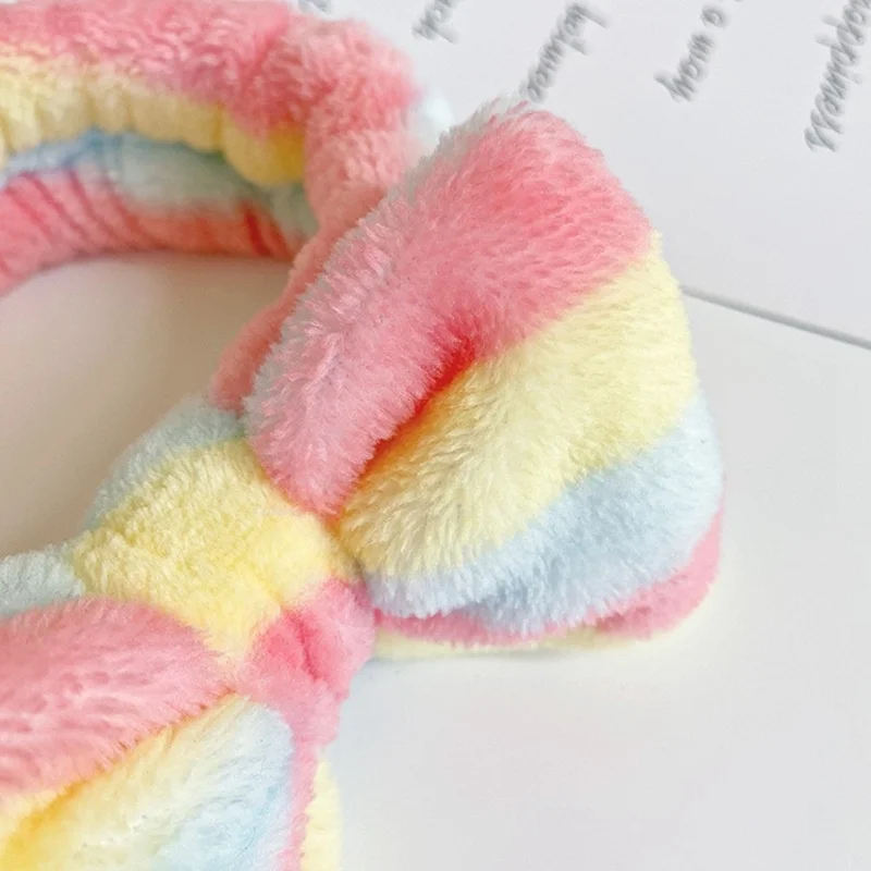Colorful Fuzzy Bow Headband - Cute SPA Headbands for Women display picture 2