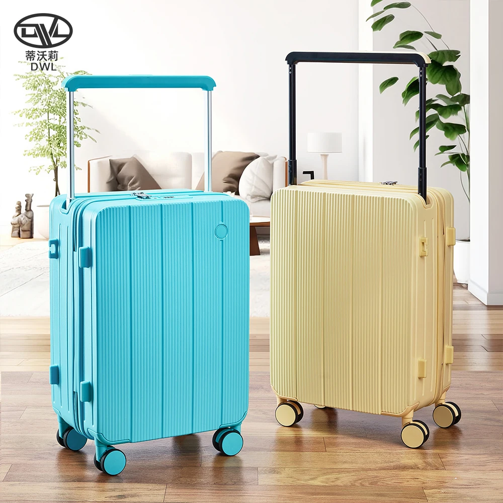 DWL Fast Shipment Wide Trolley USB Charging Port Suitcases PC 20/24inch Trolley Luggage Sets Durable Luggage for Boading
