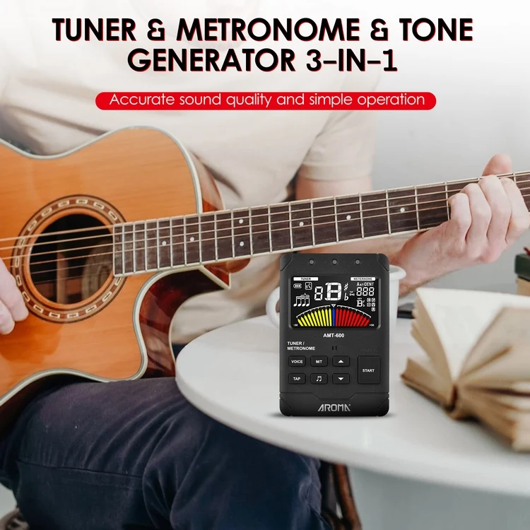 Métronome Accordeur 3 En 1 Aroma Rechargeable - Pour Guitare, Basse, Ukulélé, Violon, Piano, Saxophone, Avec écran Couleur