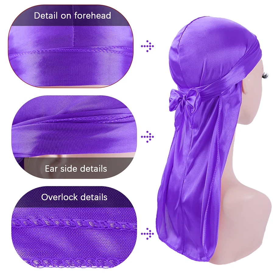 Wholesale Luxury Printed Silk Extra Long Tie Bandana Durag Doo Rags ...