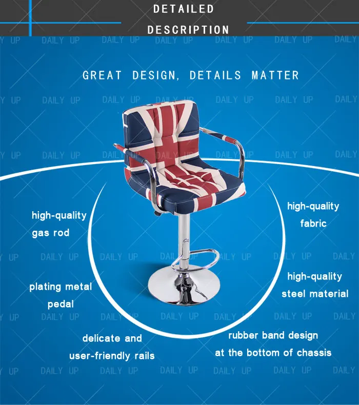 Factory Sale Adjustable High Bar Chair With Armrests And Footrest Low Back Swivel Counter Stool For Home Bar And Kitchen Dining