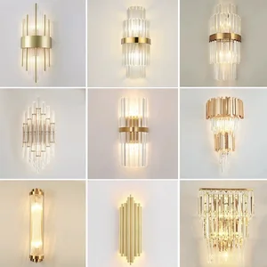 Modern Luxury Indoor Crystal Wall Light With Acrylic Shade for Hotel Bedrooms Kitchens Home Creative Design Wall Lamps