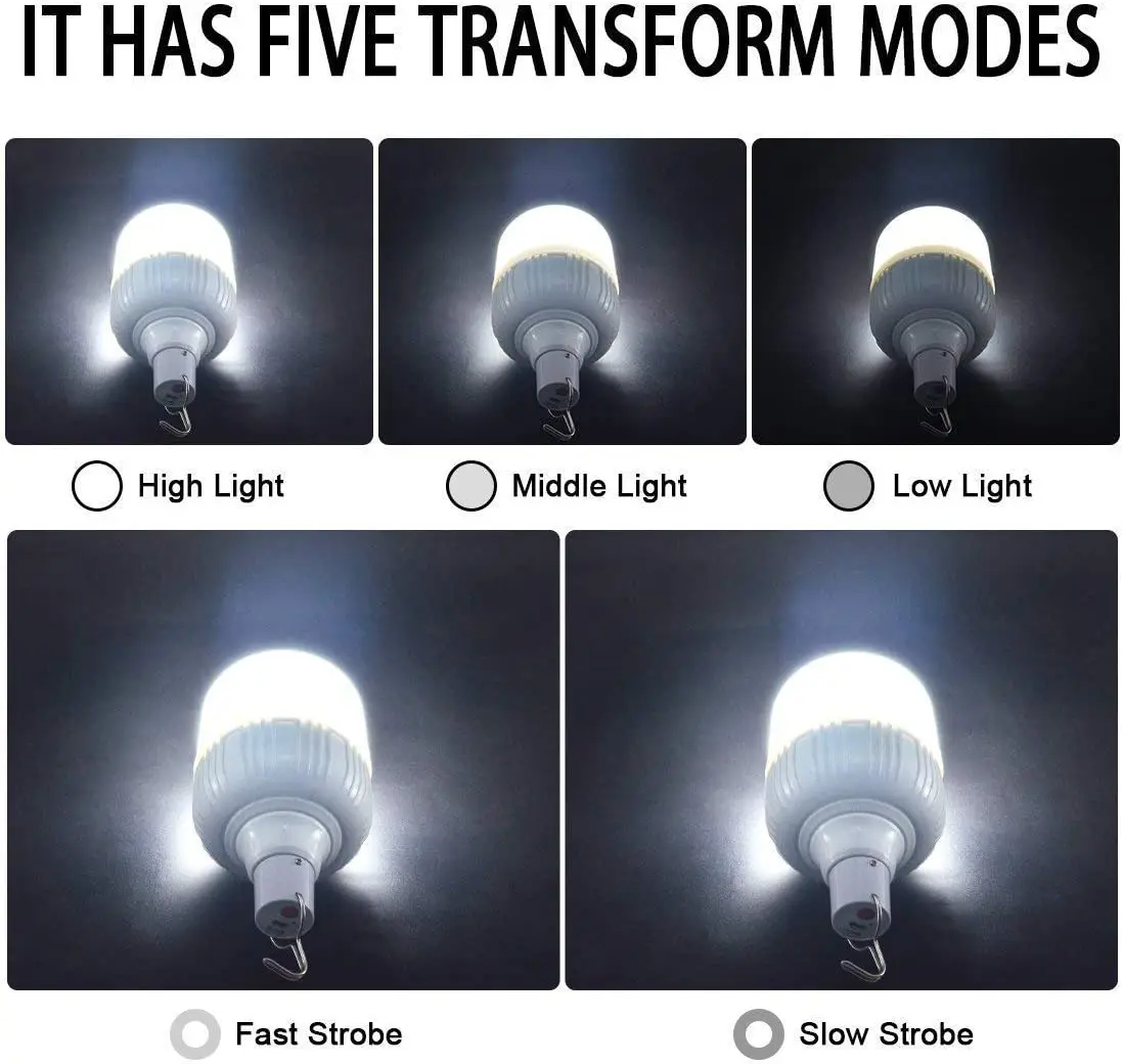 Home and outside night lighting 60w USB rechargeable emergency LED bulb light lamp