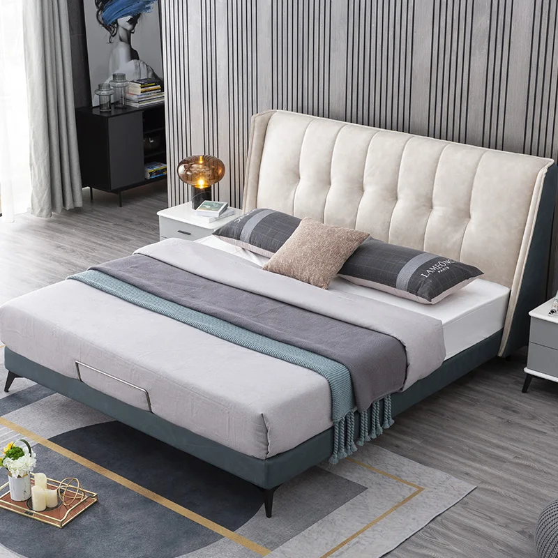 California wood modern 6 ft tufted upholstered king size bed frame design