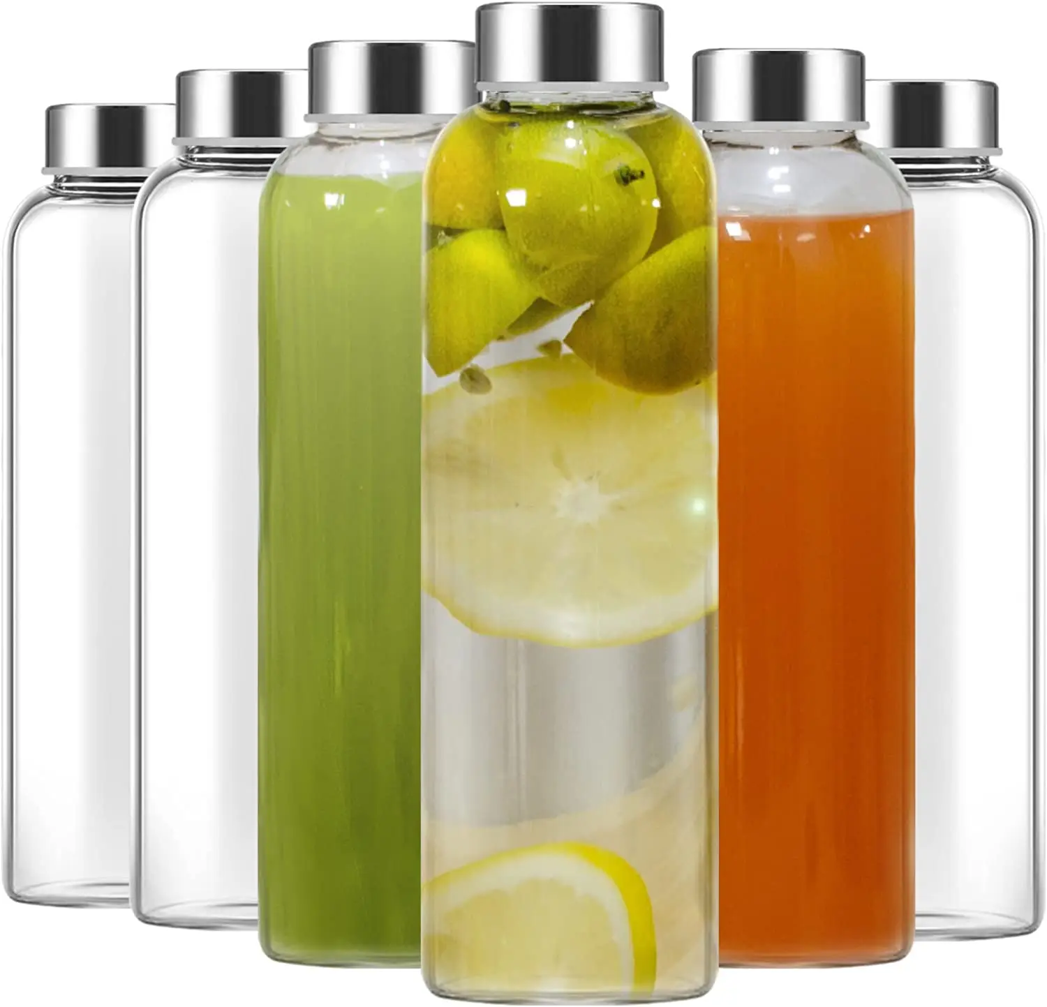 24oz Glass Water Bottle Reusable Drinking Clear Glass Juice Bottle With 