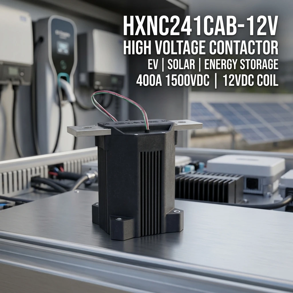 คอนแทคเตอร์กระแสตรงเพื่อพลังงานสะอาด (Clean Energy DC Contactor) รุ่น HXNC241CAB สำหรับ Sensata-Gigavac กระแสสูงสุด 200A, แรงดันขับ 24VDC, แรงดันสูงสุด 1500VDC, แบบปกติปิด (Normally Closed: NC) สำหรับระบบอัตโนมัติในอุตสาหกรรม