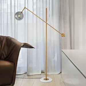 Nordic Style Luxury Gold Marble LED Floor Lamp Postmodern Indoor Decorative Adjustable Glass Ball
