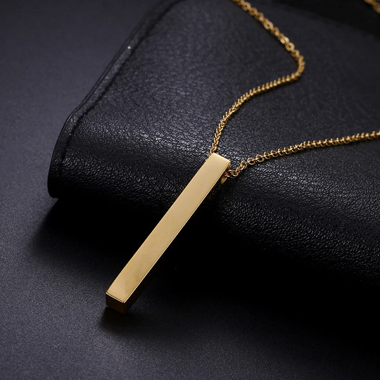 Customized Engraved Logo Personalized Rectangle Necklace Stainless