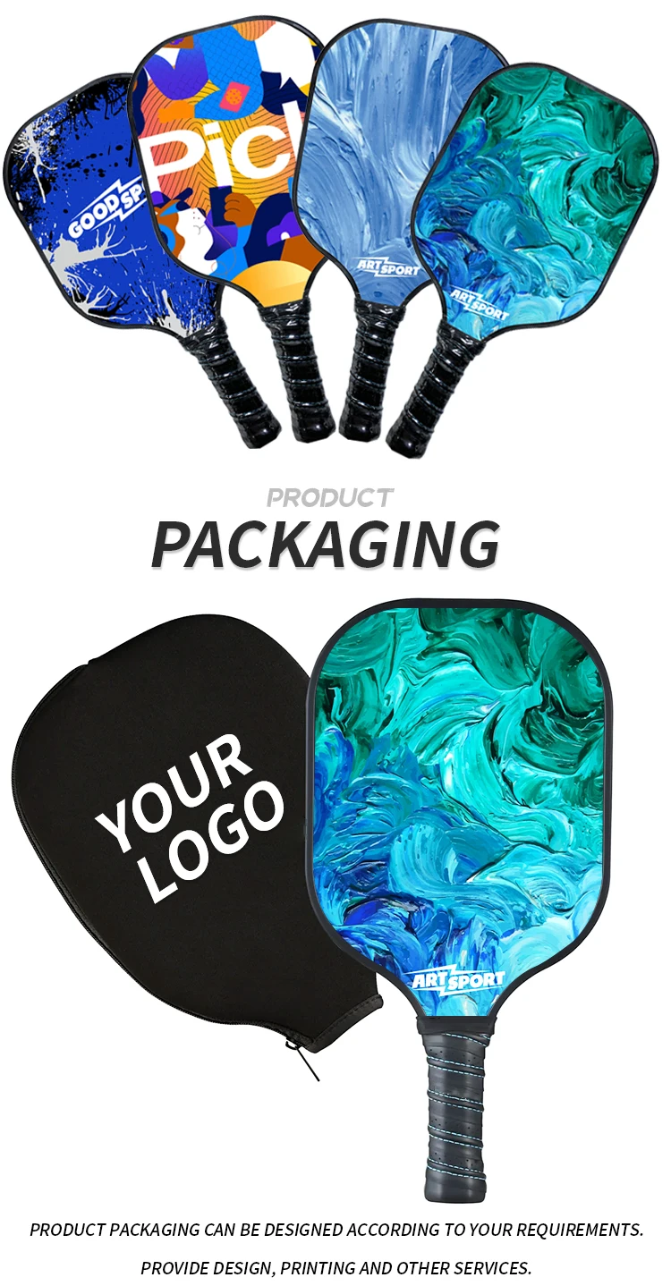 Custom Logoo Fiberglass Pickleball Paddle With Carbon Fiber Surface