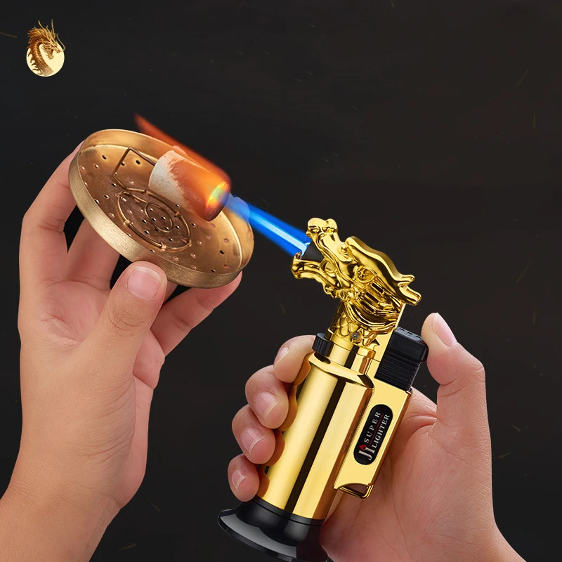 Custom Dragon Model Adjust Jet Flame Torch Lighter Windproof Butane Gas  Lighter for Cigar Cooking