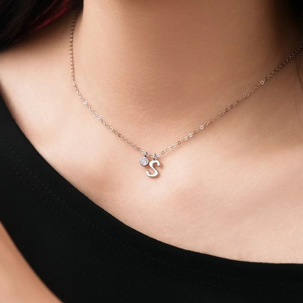 KAKODIY Cute Initial -S- Pendant Necklace for Women as Birthday Gift, Non-tarnishing 5A Zirconia Jewelry detail 4