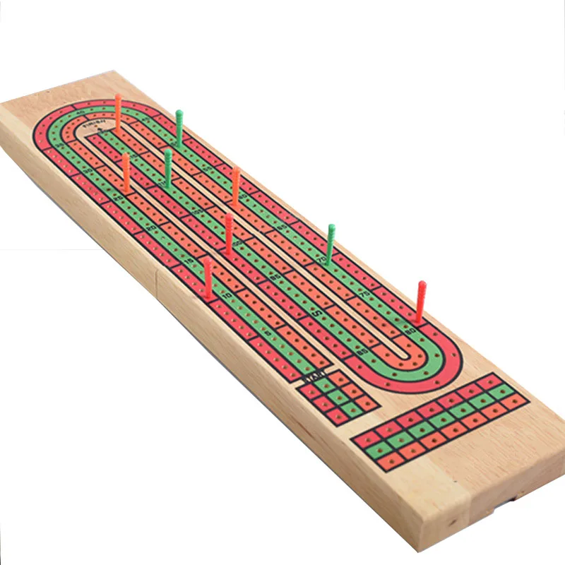 Oem Hot Sale Folding Wooden Cribbage Board With Plastic Cribbage Pegs
