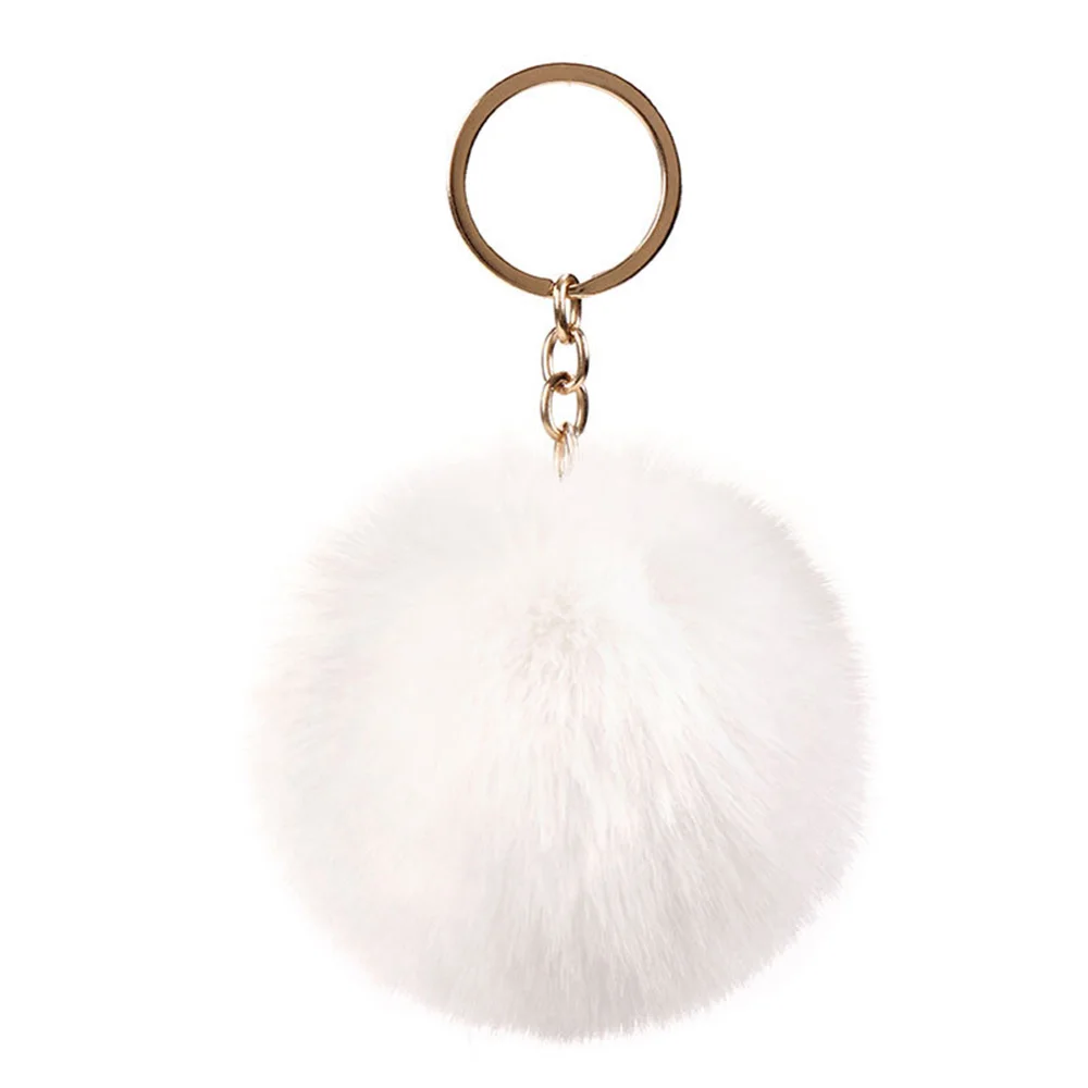 Njn Colorful Furry Puff Ball Cute Design Pink Car Accessories Keychains