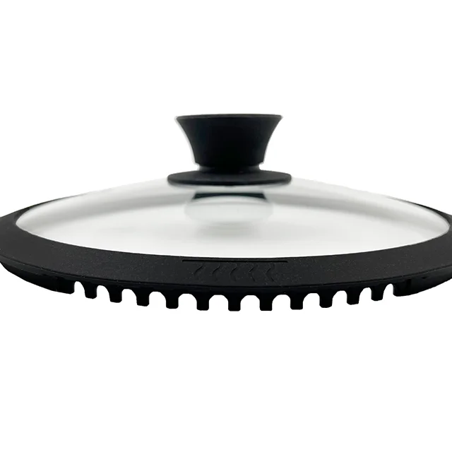 Single Size Silicon Glass Lid With Side Strainer Food Safe Pot Cover Cooking Silicone Pan Lid