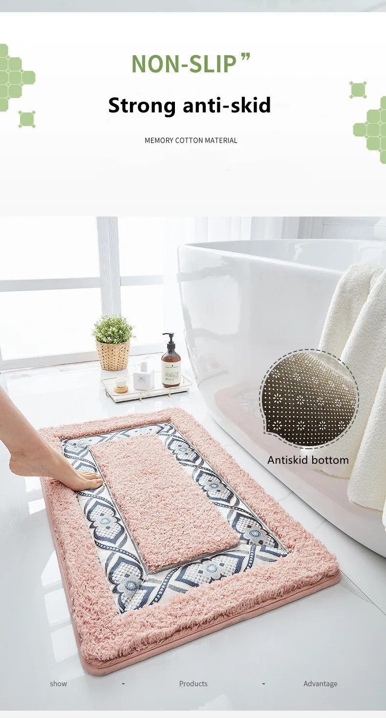 Best Selling Environment-friendly Non Slip Bathroom Mat Bedroom Living Room Mat factory