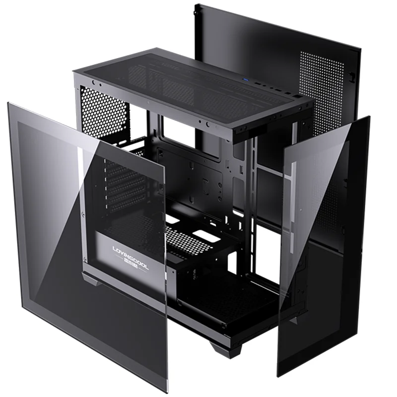 LOVINGCOOL ATX Gaming PC Case Cube ATX MATX ITX PC Chassis with Double Tempered Glass Panel RGB Computer Casing with Fan Cooler