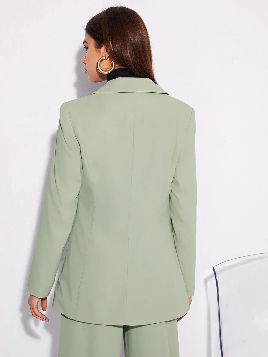 Customizable Mint Green Single Button Office Work Wear Casual Ladies Women Jackets Blazers