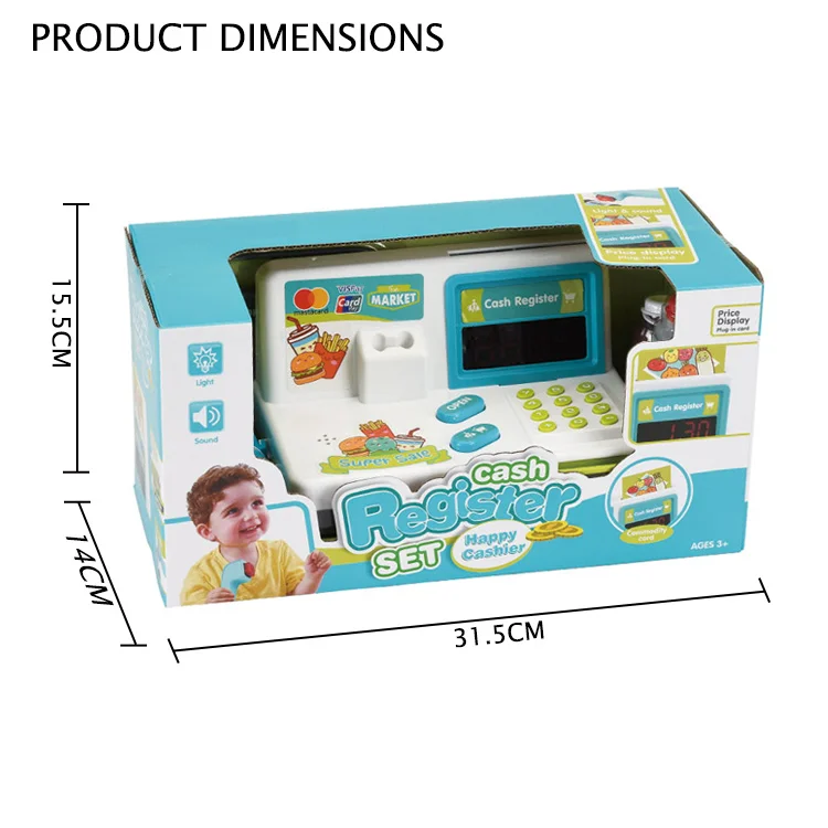 Ролевая игра, счастливый кассир, детская игра для покупок, игрушка со звуком света для кассового аппарата