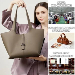 Factory Wholesales Vintage Women's Genuine Leather Shoulder Bags High-quality Cowhide Large Capacity Handbag Tote Bag Zipper