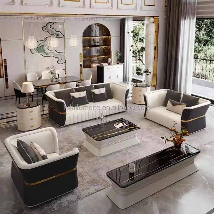 Light Luxury Leather Sofa Set for Modern Living Rooms